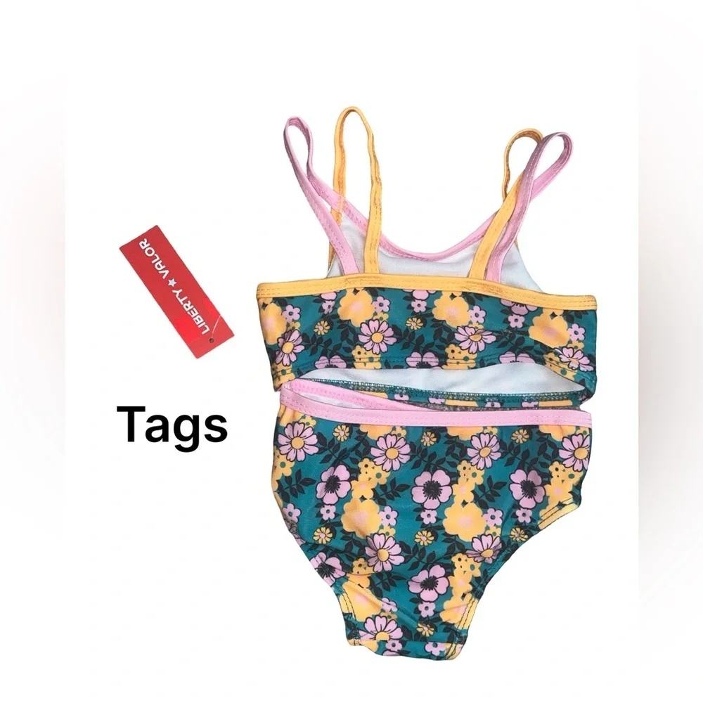 Liberty Valor Girl’s Floral Bikini Set - Yellow and Purple. Size: 2T. NWT - Picture 4 of 4